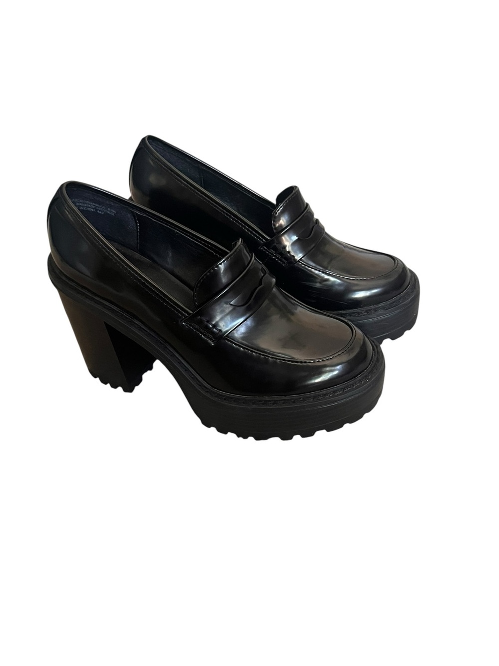 Madden Girl Black Patent Platform Penny Loafers